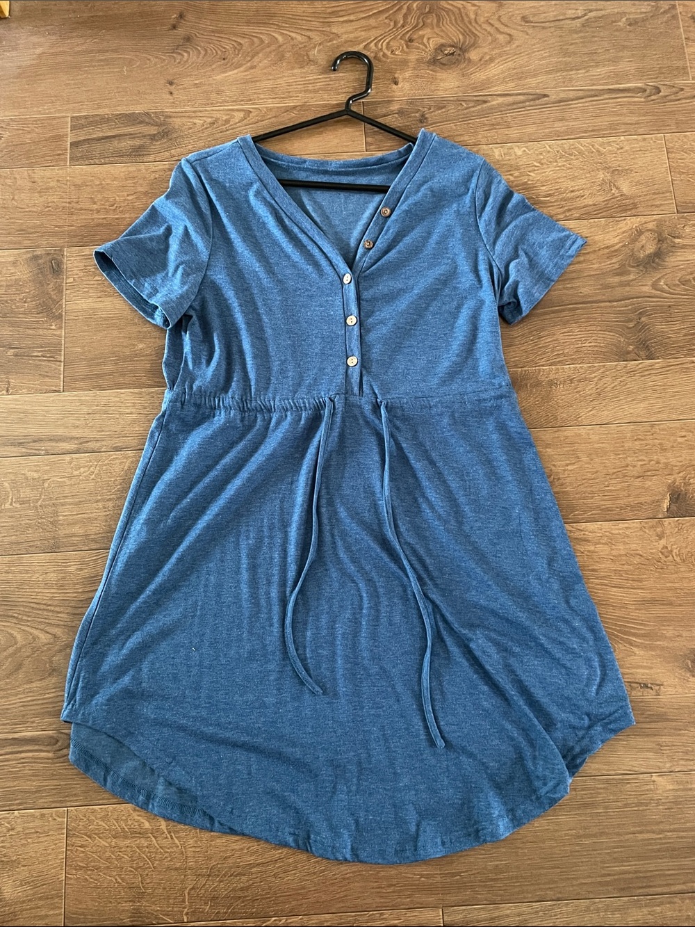 Cupshe Blue Button-Front Drawstring Mini Dress - Picture 4 of 4